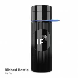 Ribbed Bottle Flat Cap 500ml | Sugarcanebottle.co.uk
