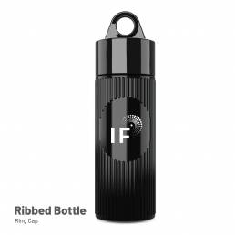 Ribbed Bottle Black Ring Cap 500ml | Sugarcanebottle.co.uk