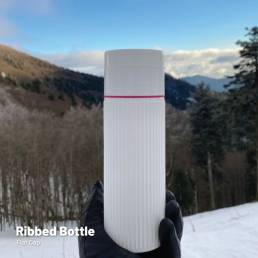 Ribbed Bottle White Flat Cap 500ml | Sugarcanebottle.co.uk